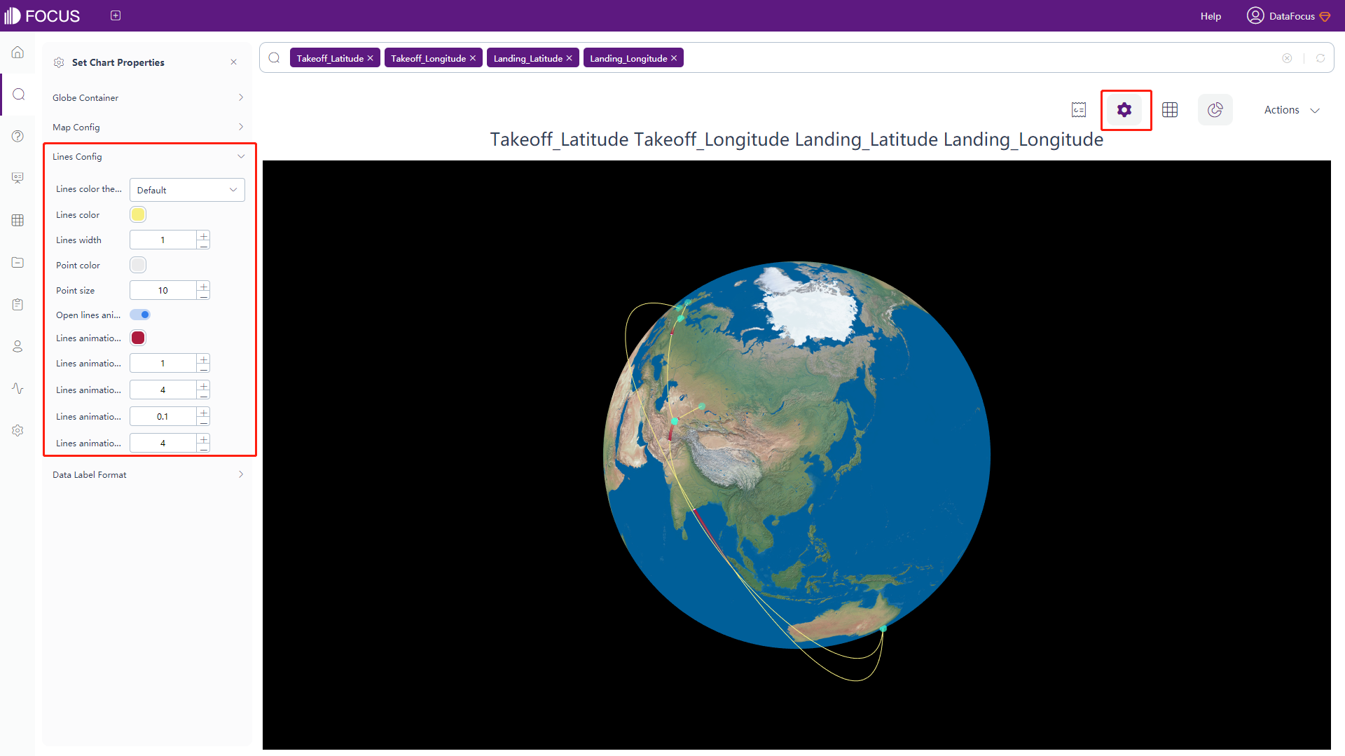 Figure 3-4-98 3D globe fly line - lines config